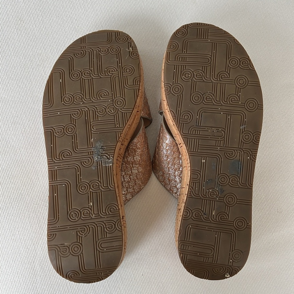Belle by Sigerson Morrison Cork Wedge Brown Sandals - Picture 5 of 6